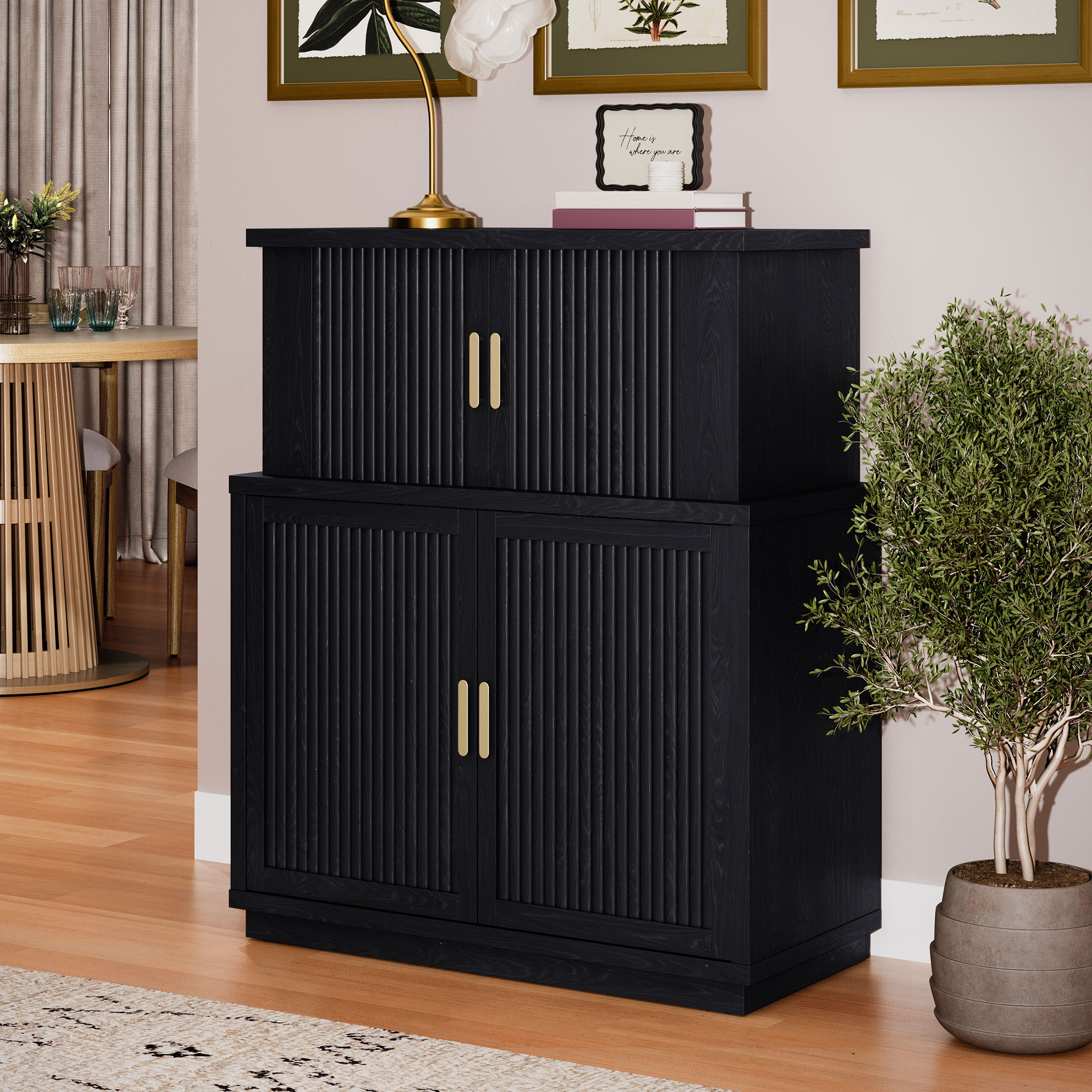 Beautiful Drew Bar Cabinet by Drew Barrymore, Black Finish